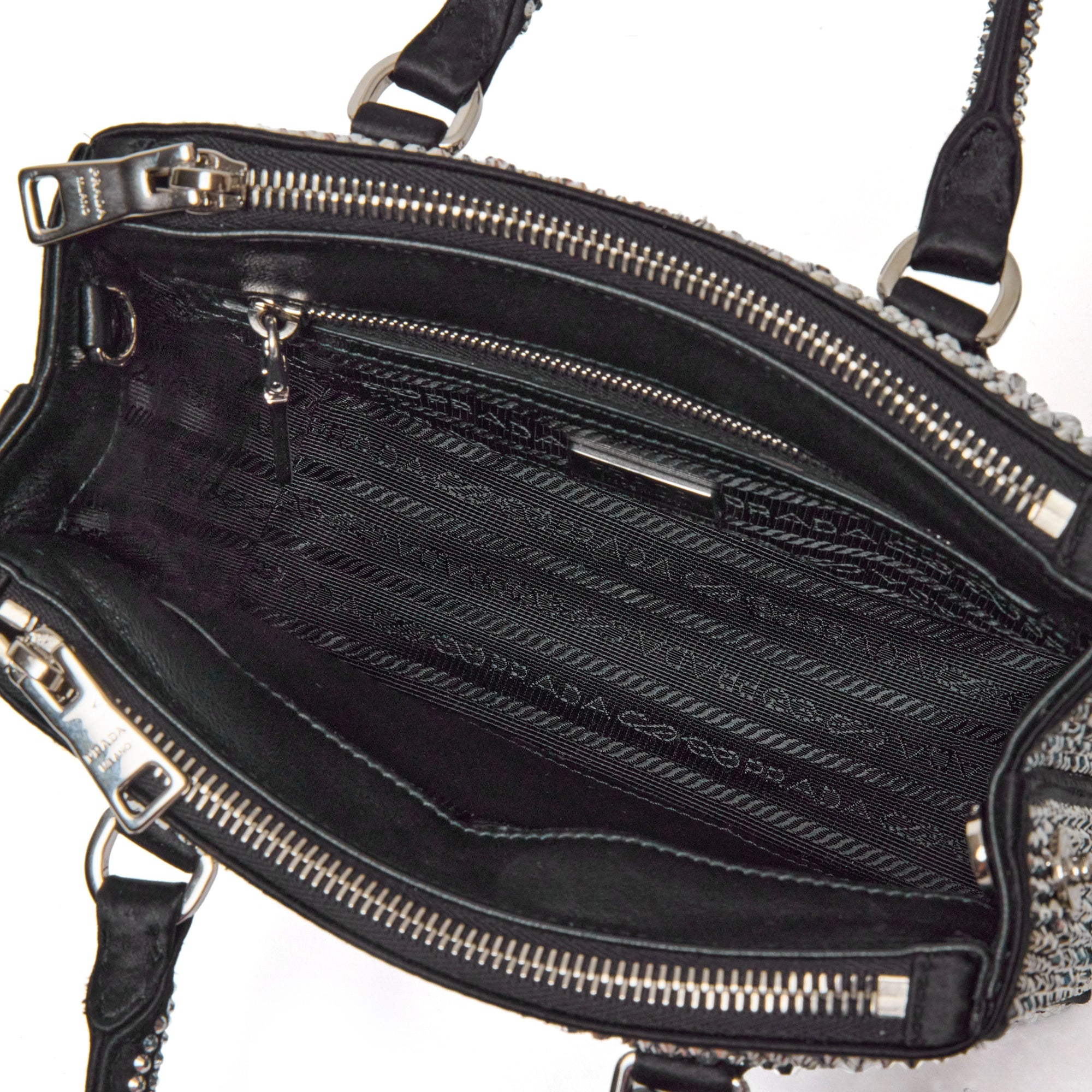 Prada Galleria satin mini-bag with crystals