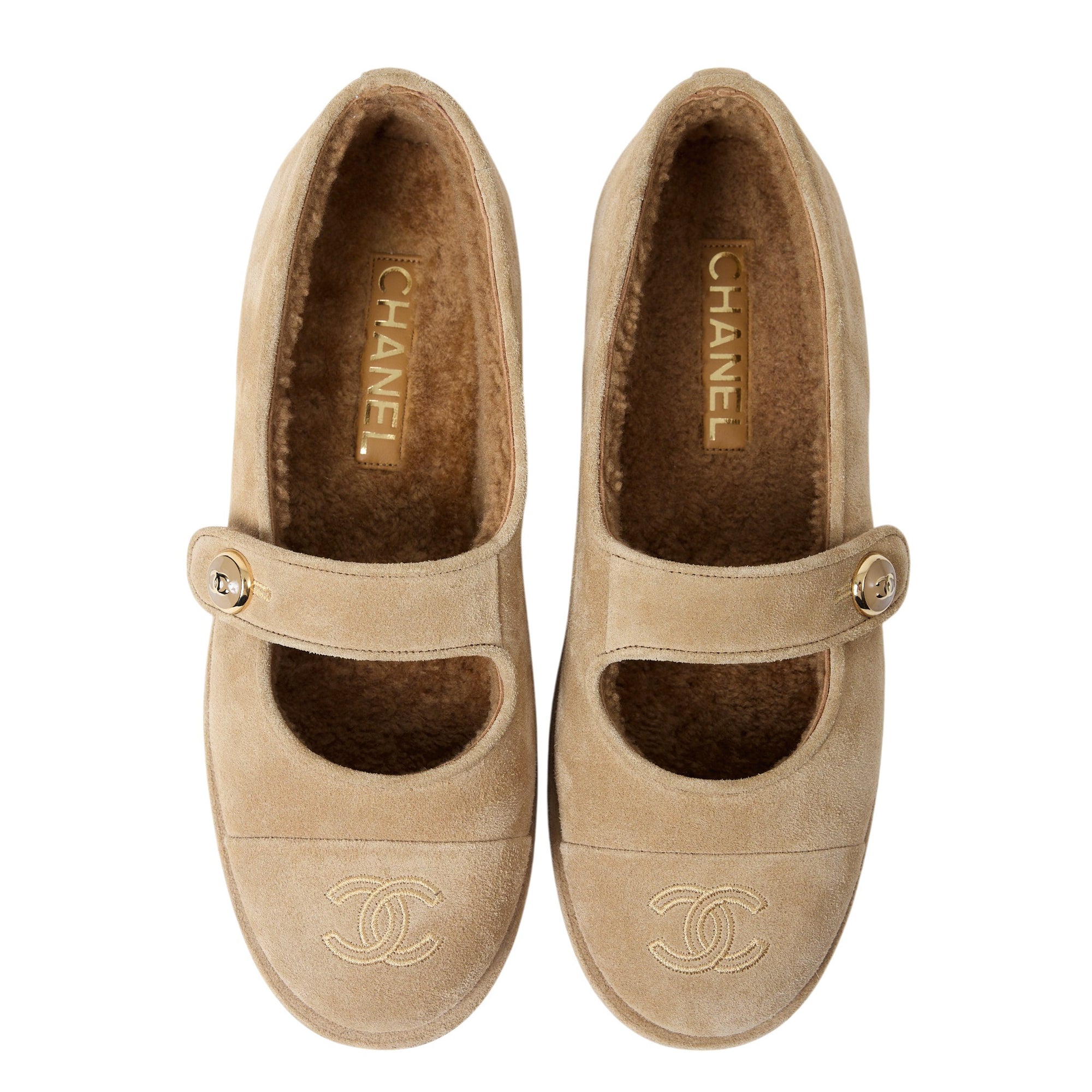 Chanel Shearling Mary Jane Size 9