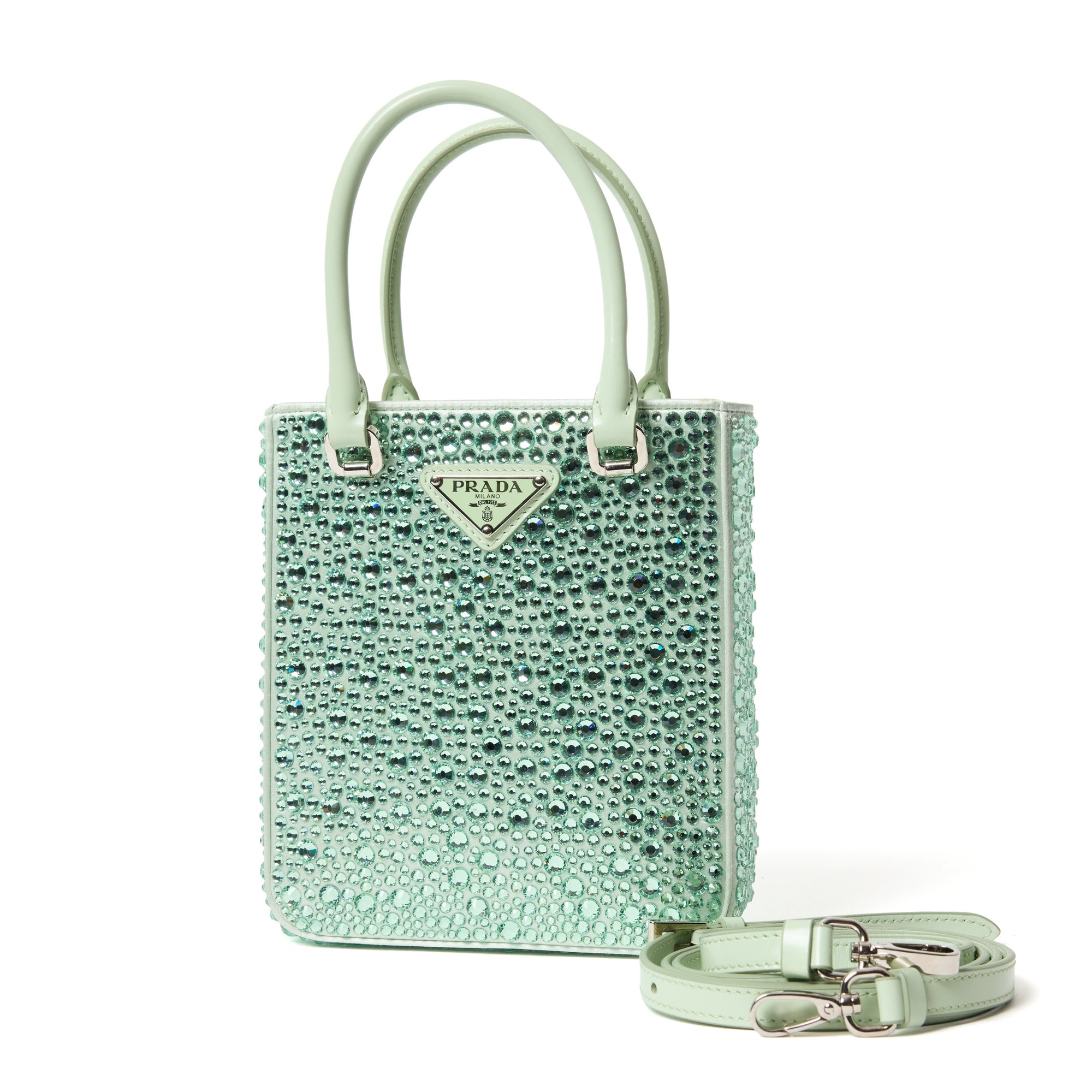 Prada Vertical Satin mini-bag with crystals