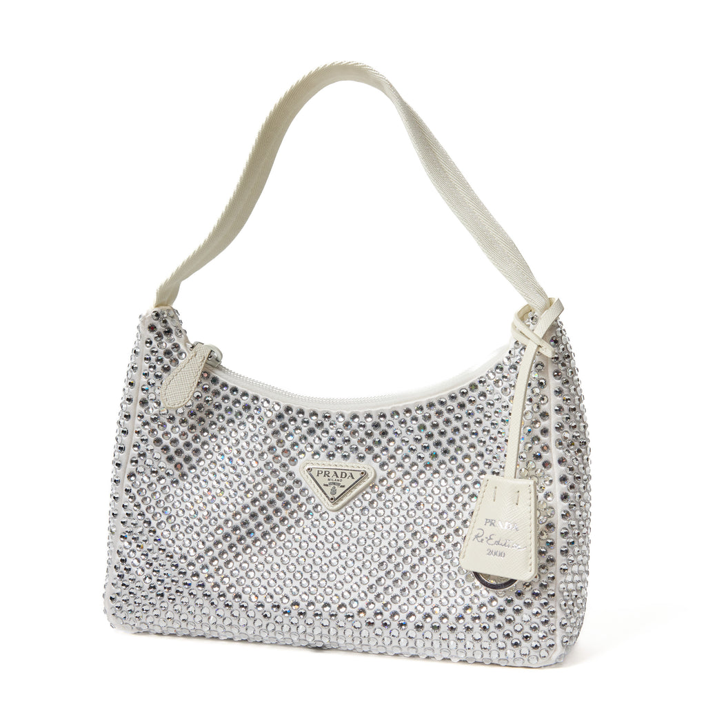 Prada Re-Edition 2000 Satin mini-bag with crystals
