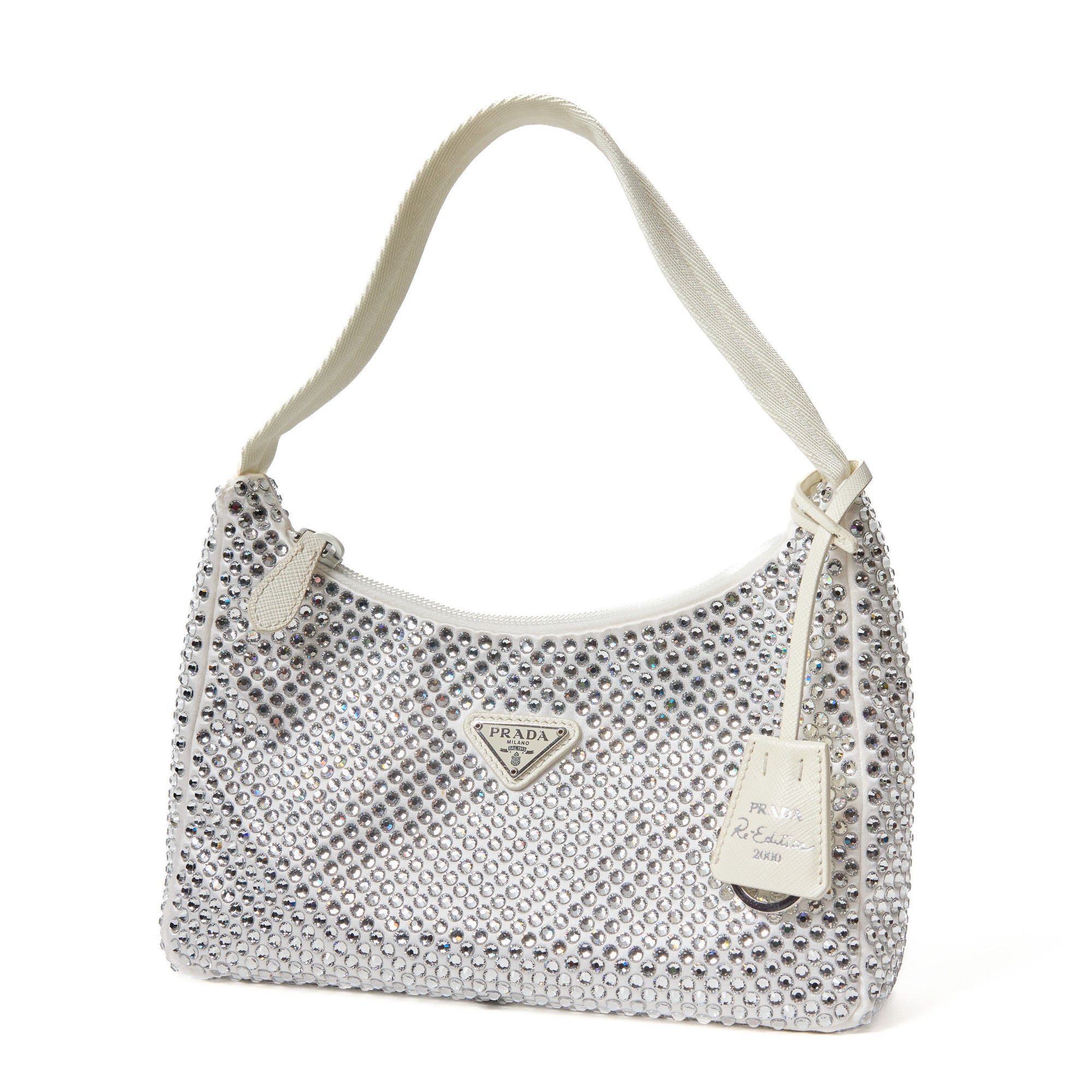Prada Re-Edition 2000 Satin mini-bag with crystals