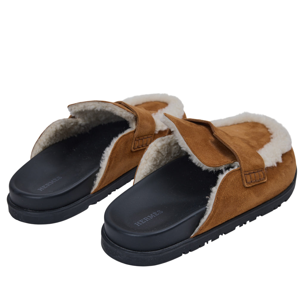 Hermes Shearling Go Mule Size 10