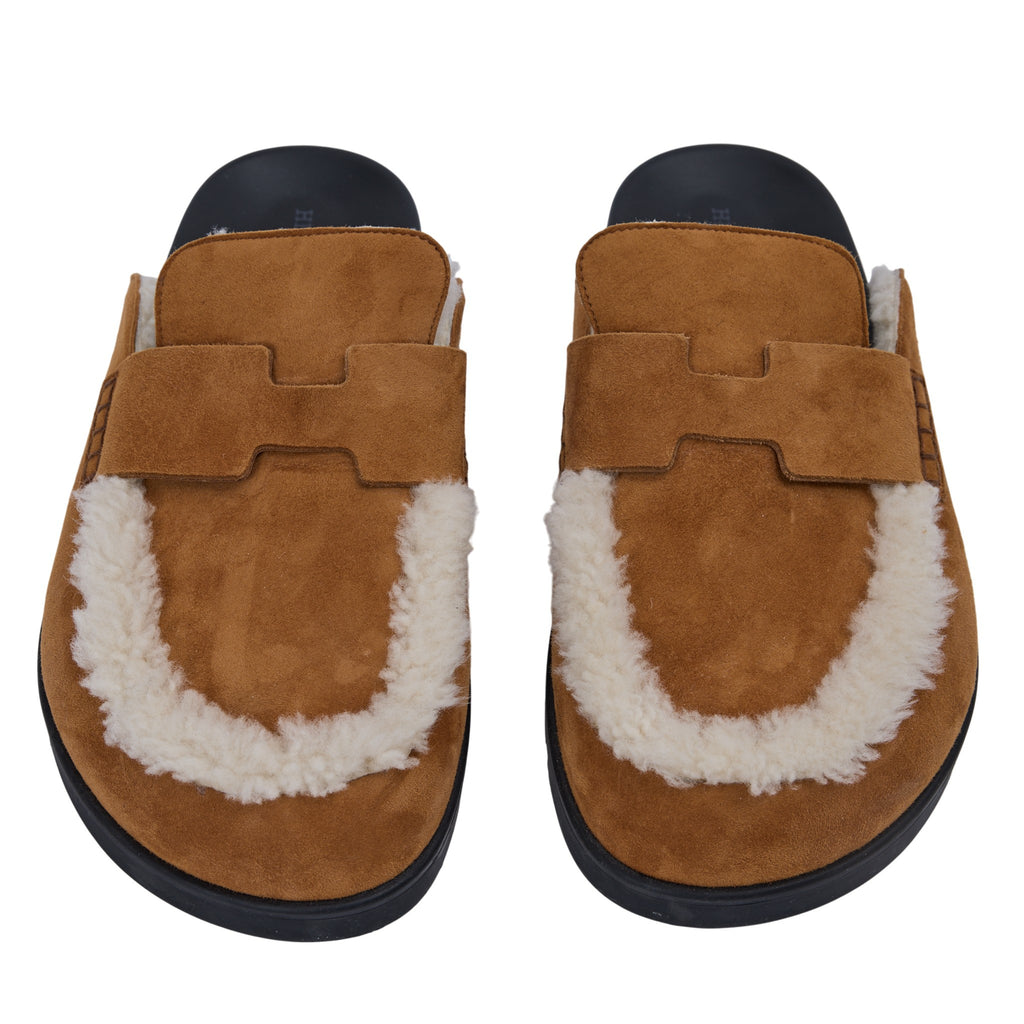 Hermes Shearling Go Mule Size 10