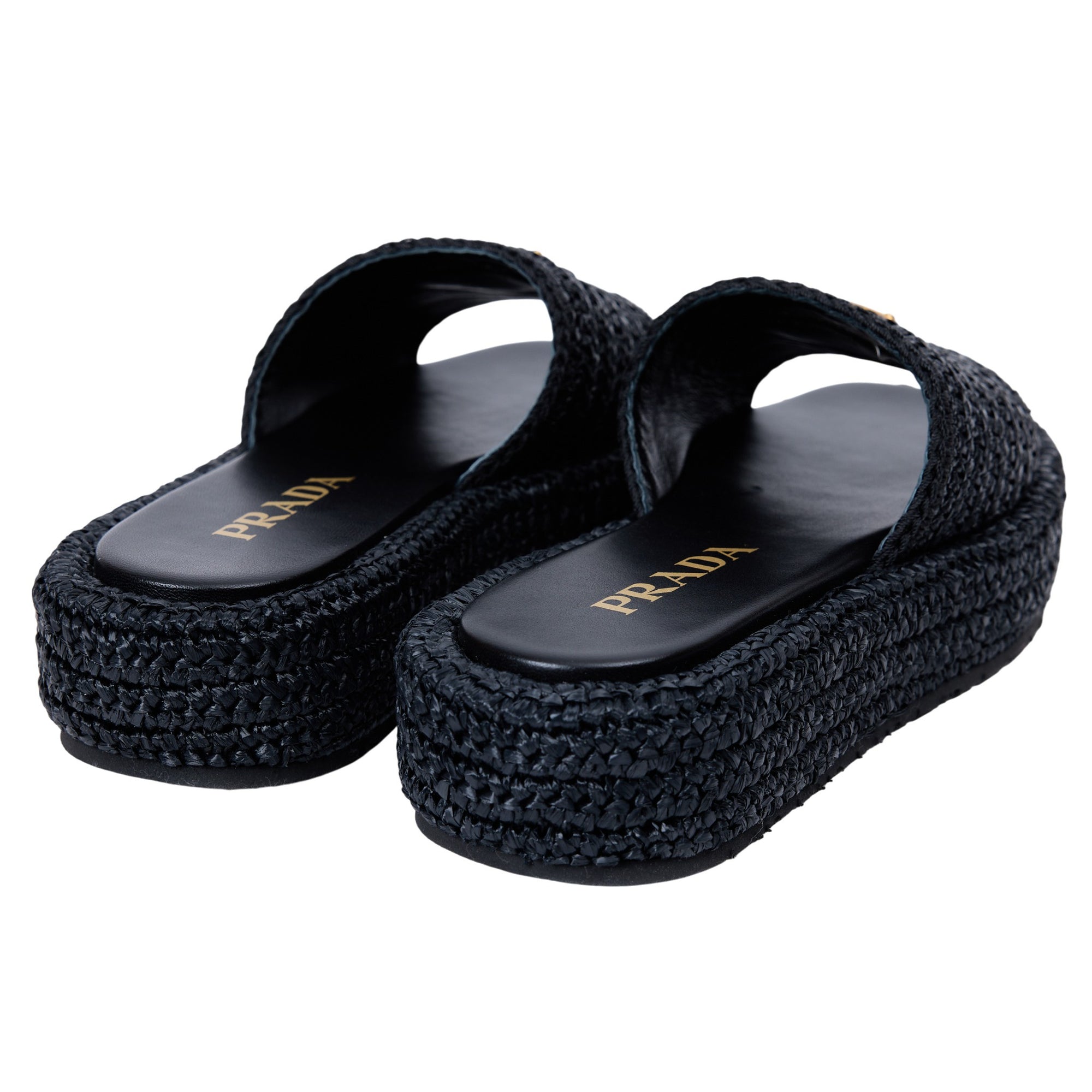 Prada Raffia Platform Slide Size 8