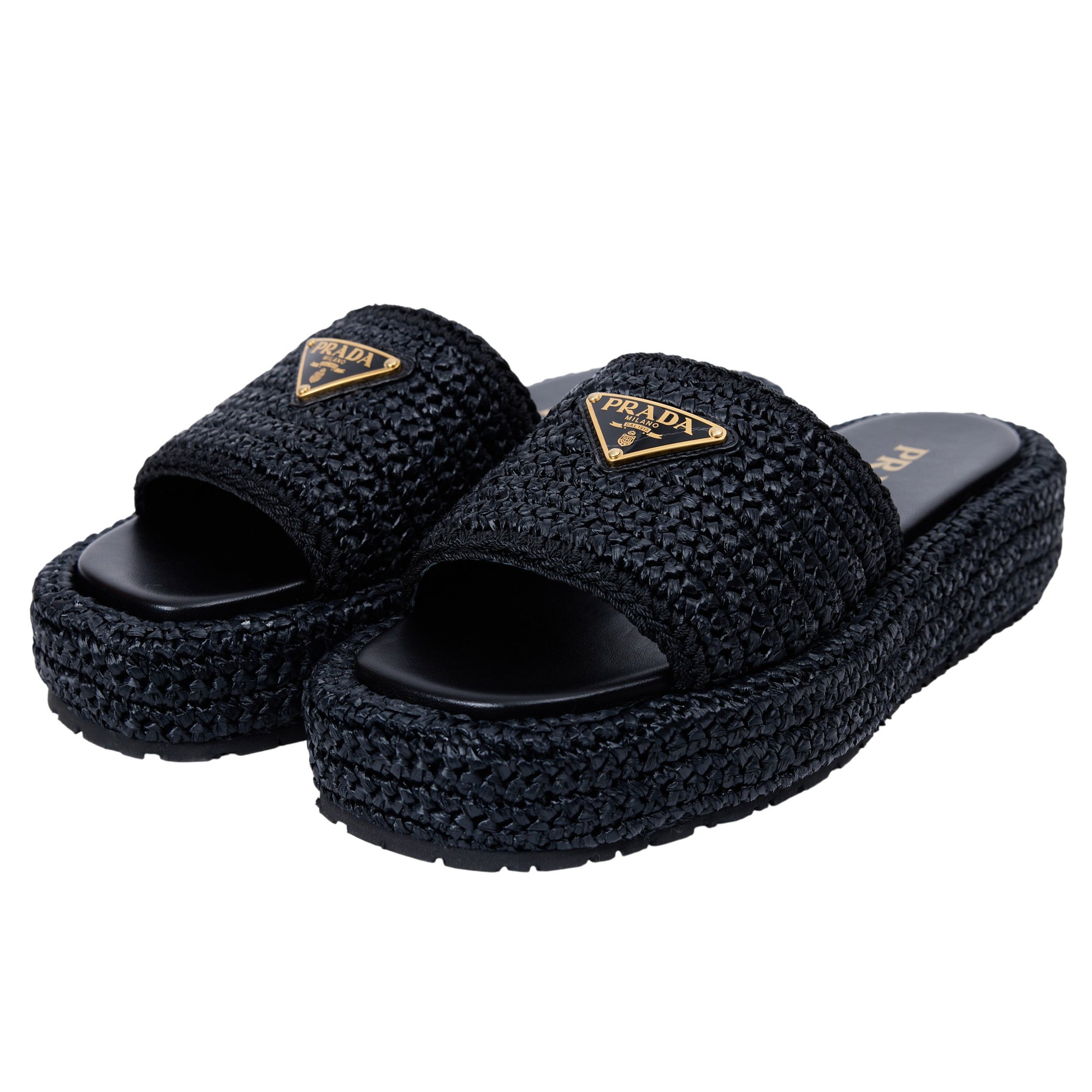 Prada Raffia Platform Slide Size 8