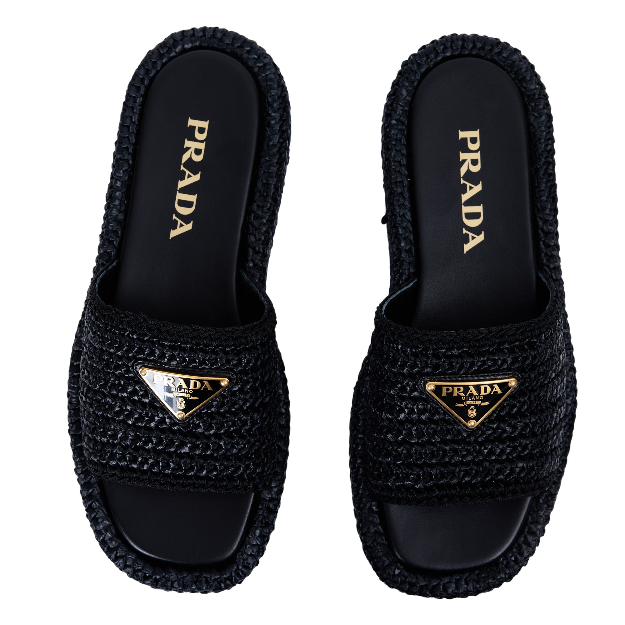 Prada Raffia Platform Slide Size 8
