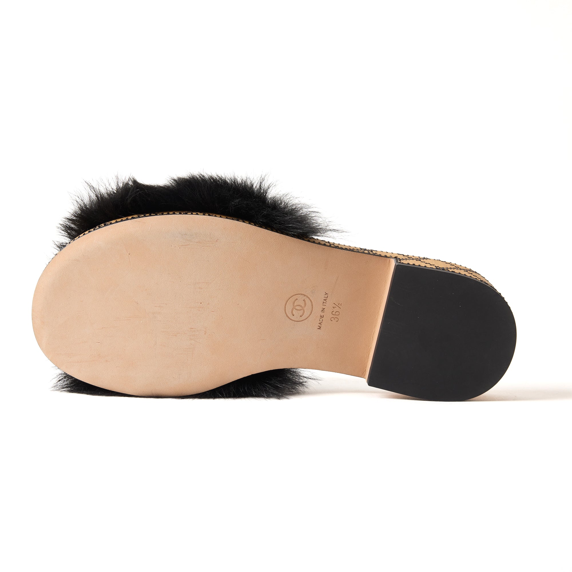 Chanel Shearling Lambskin Mule Size 6.5