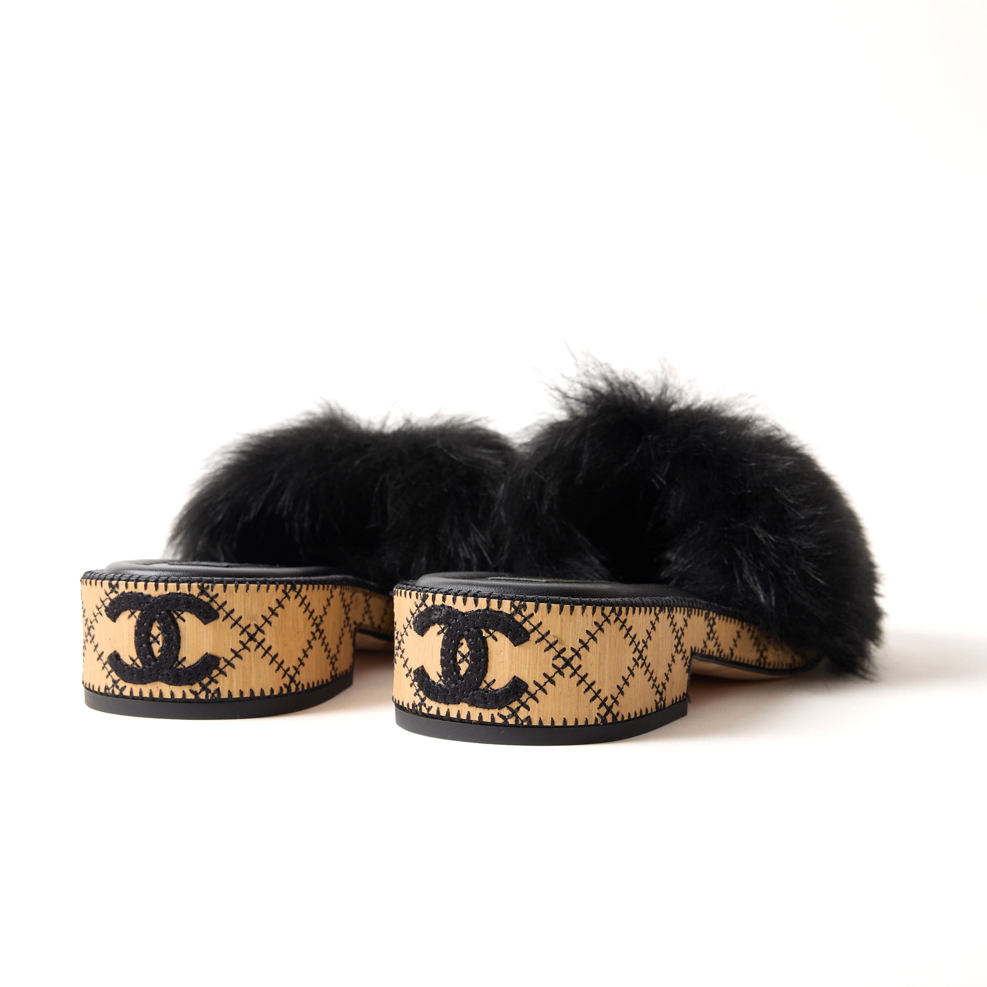Chanel Shearling Lambskin Mule Size 6.5