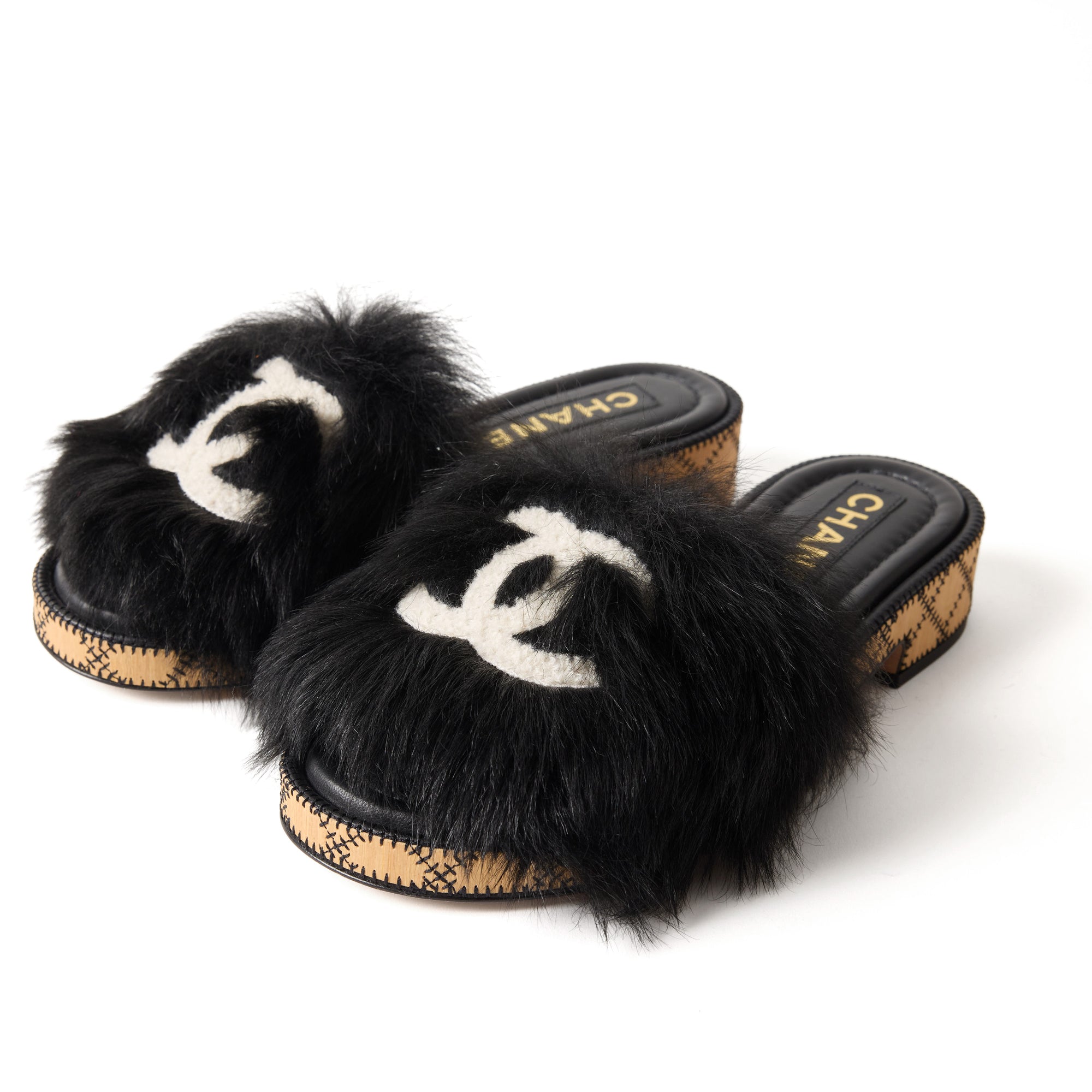 Chanel Shearling Lambskin Mule Size 6.5