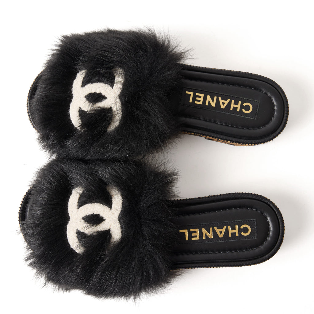 Chanel Shearling Lambskin Mule Size 6.5